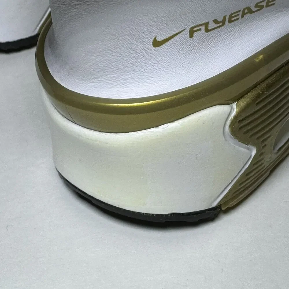 Nike Air Max 90 Flyease White Gold Sneaker Shoe CV0526-100 GS Size 7 Women's 8.5 - Picture 9 of 9